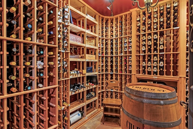 wine cellar featuring stone finish flooring