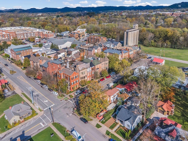 aerial view with a mountain view and a residential view