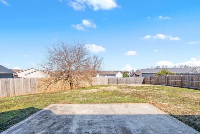 view of yard with a patio and a fenced backyard