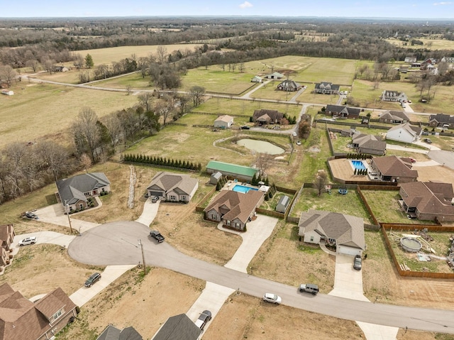 bird's eye view with a rural view