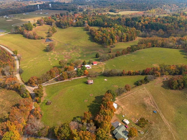 drone / aerial view featuring a rural view