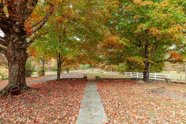 view of property's community featuring fence