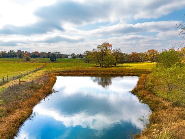 property view of water featuring fence