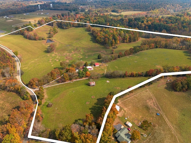 bird's eye view featuring a rural view