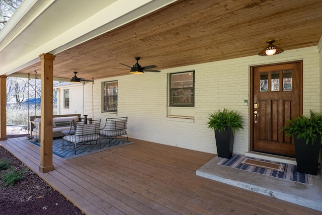 deck featuring a ceiling fan