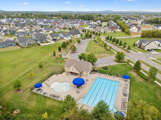 bird's eye view with a residential view