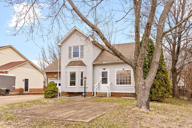 view of front of home featuring crawl space, a shingled roof, and entry steps