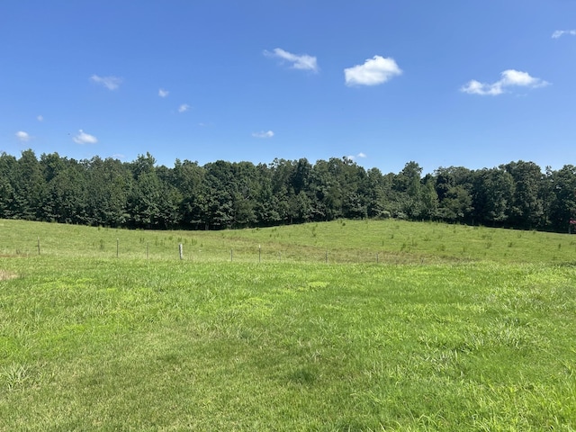 view of landscape featuring a rural view and a wooded view