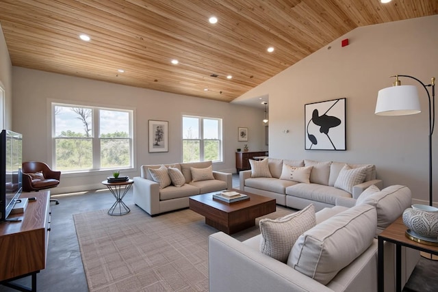 241 Springer, Hohenwald, TN 38462 - carpeted living room with wood ceiling, recessed lighting, and lofted ceiling
