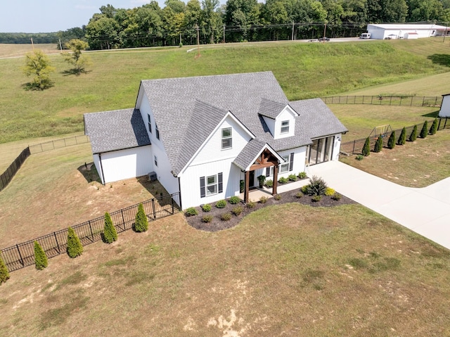 aerial view featuring a rural view