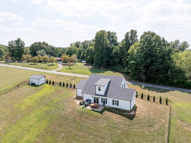 aerial view featuring a rural view