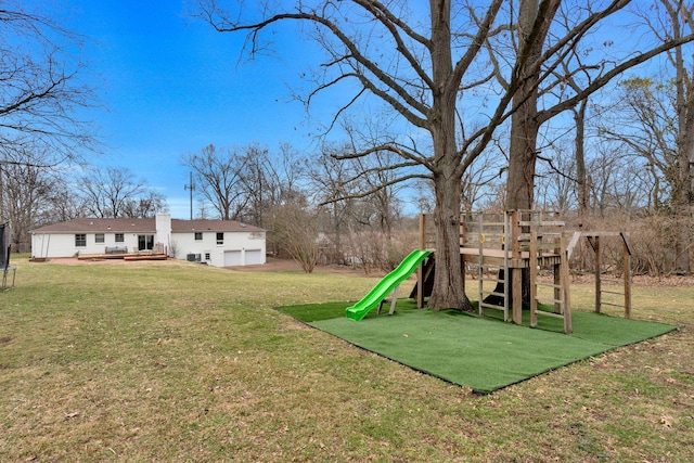 view of yard with a playground