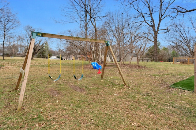 view of yard with a playground