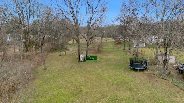 view of yard with a trampoline