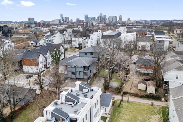 aerial view with a city view