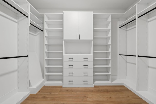 walk in closet featuring light wood-style floors