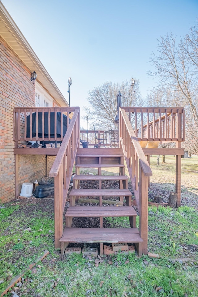 wooden deck with stairway