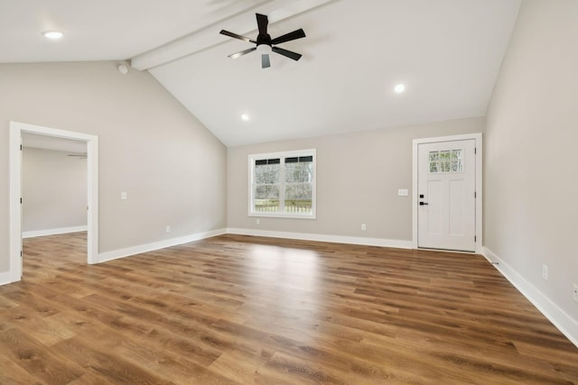 1507 New Harmony Rd, Hartsville, TN 37074 - unfurnished living room featuring a ceiling fan, plenty of natural light, baseboards, wood finished floors, and recessed lighting