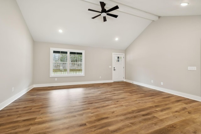 1507 New Harmony Rd, Hartsville, TN 37074 - unfurnished living room with ceiling fan, baseboards, wood finished floors, and recessed lighting
