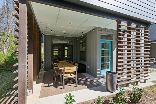 view of patio / terrace featuring french doors