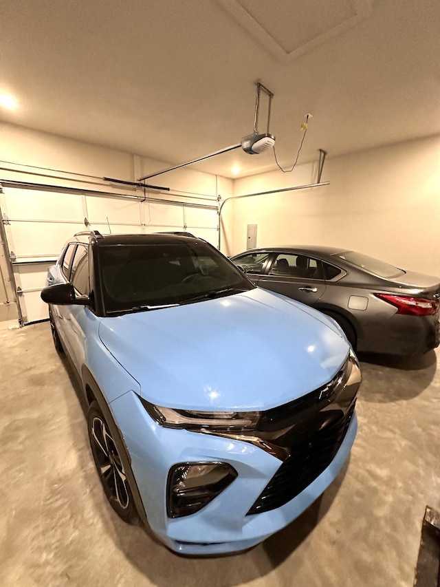 garage with a garage door opener