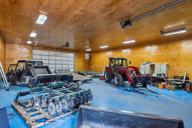 garage with wooden ceiling