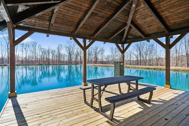 view of dock with a gazebo