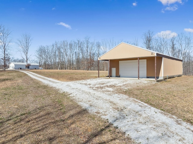 detached garage with driveway