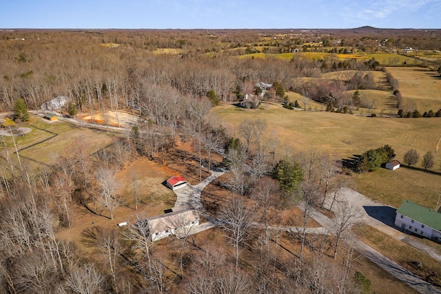 bird's eye view with a rural view