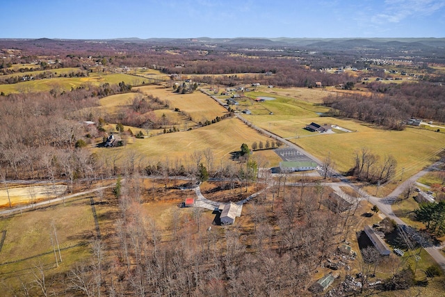 bird's eye view with a rural view and a mountain view