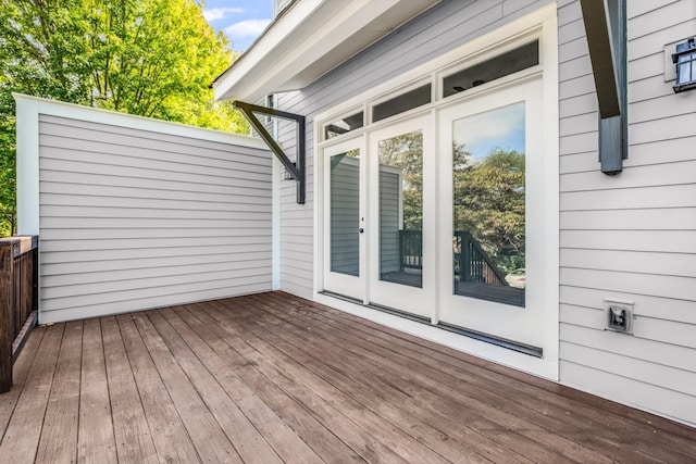 wooden deck with french doors