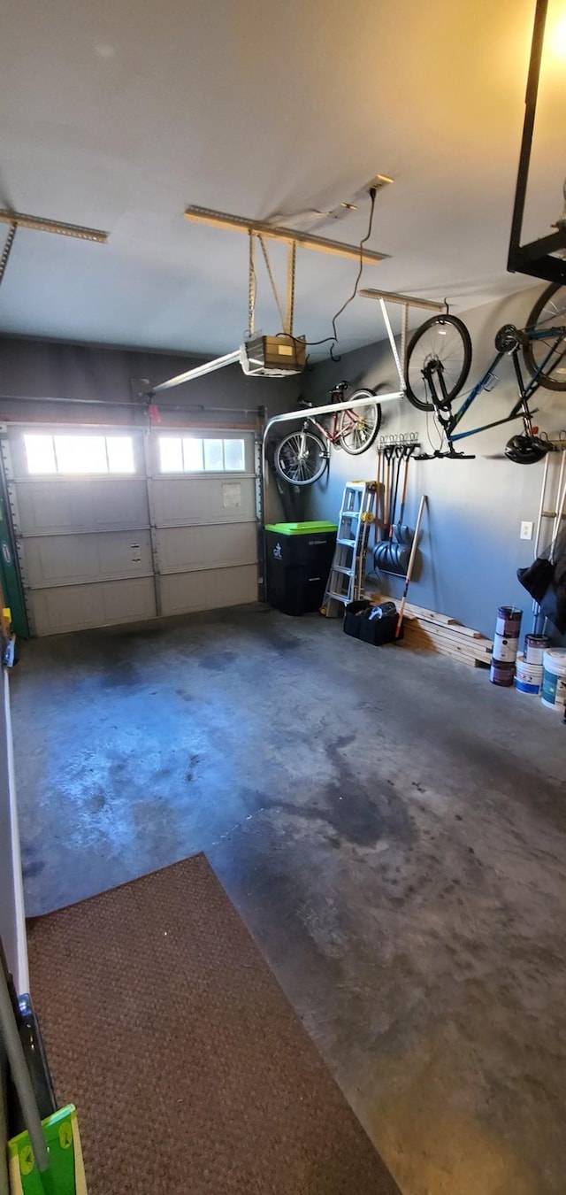 garage with a garage door opener