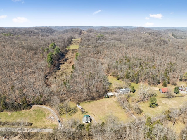 birds eye view of property with a forest view