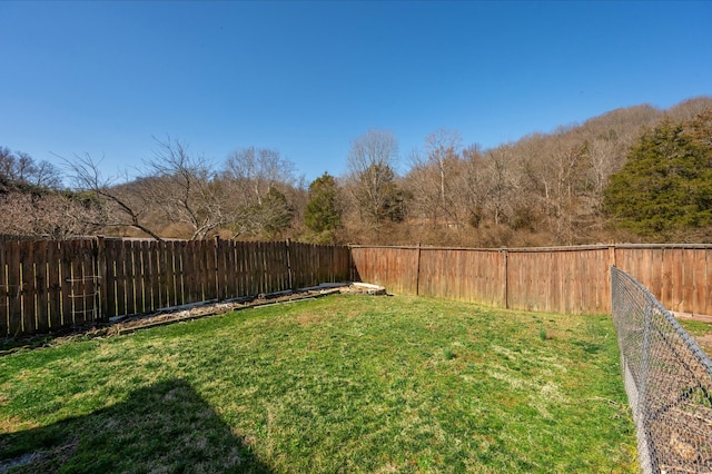 view of yard featuring a fenced backyard