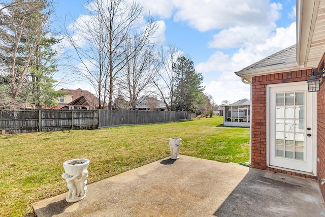 view of yard with a patio area and fence