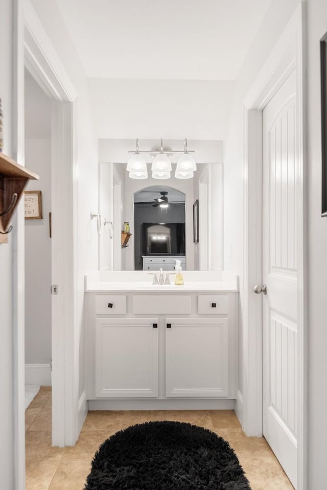 bathroom featuring vanity and tile patterned flooring