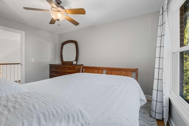 bedroom featuring ceiling fan