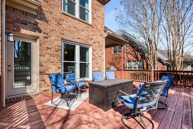 deck featuring area for grilling