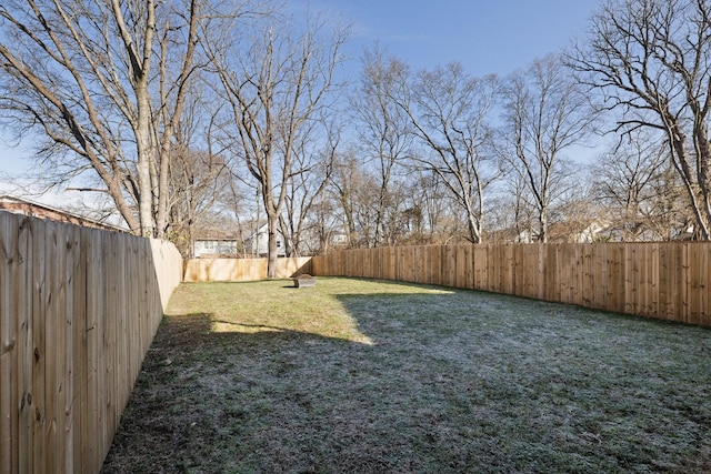 view of yard featuring a fenced backyard