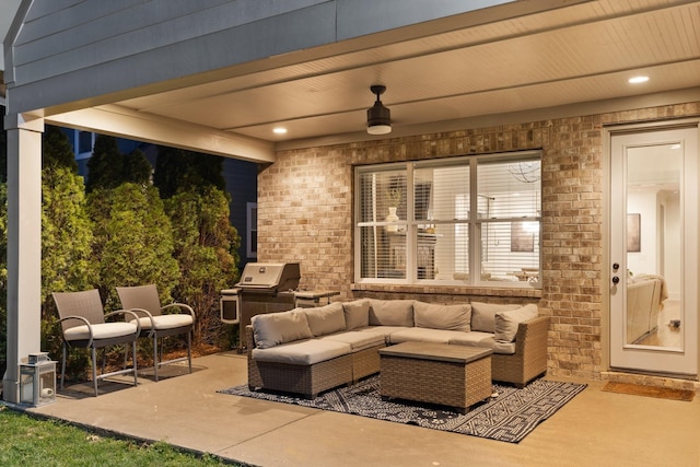 view of patio / terrace featuring grilling area and outdoor lounge area