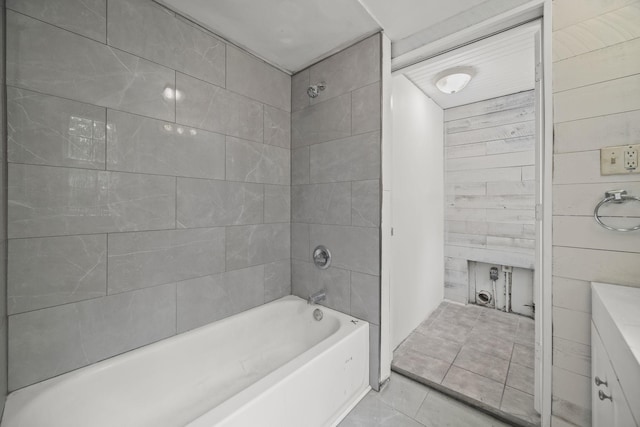 full bathroom with tile patterned flooring and bathing tub / shower combination