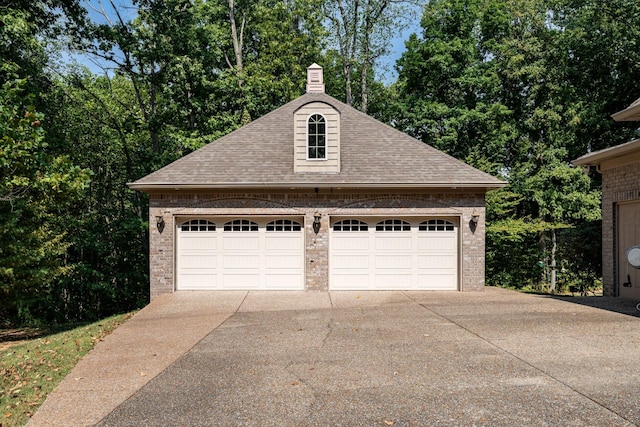 view of detached garage