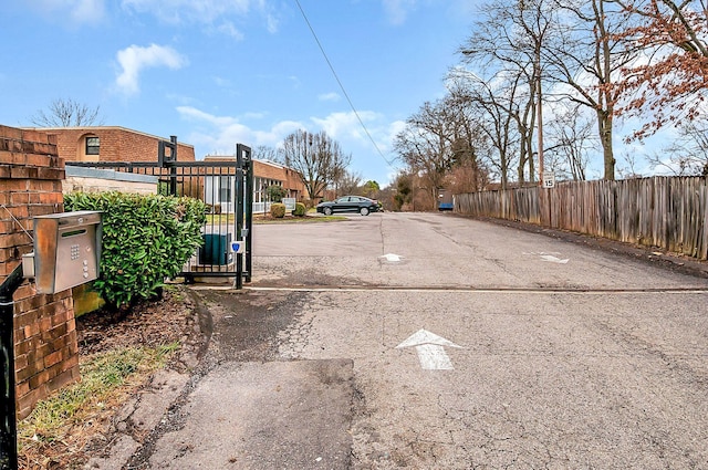 view of road with a gate