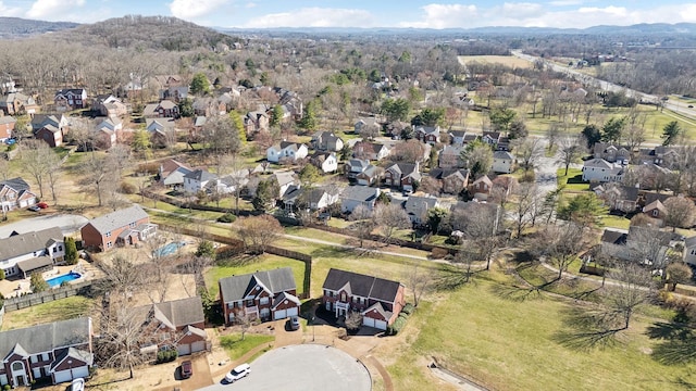 birds eye view of property with a residential view