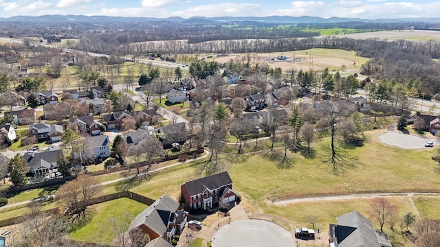 bird's eye view with a mountain view and a residential view