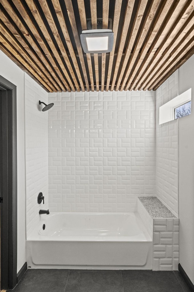 full bathroom with tile patterned flooring and shower / bathtub combination