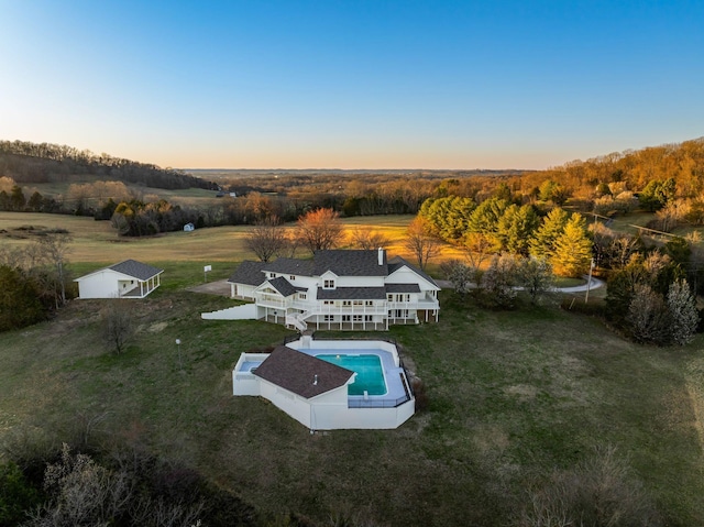 drone / aerial view featuring a rural view