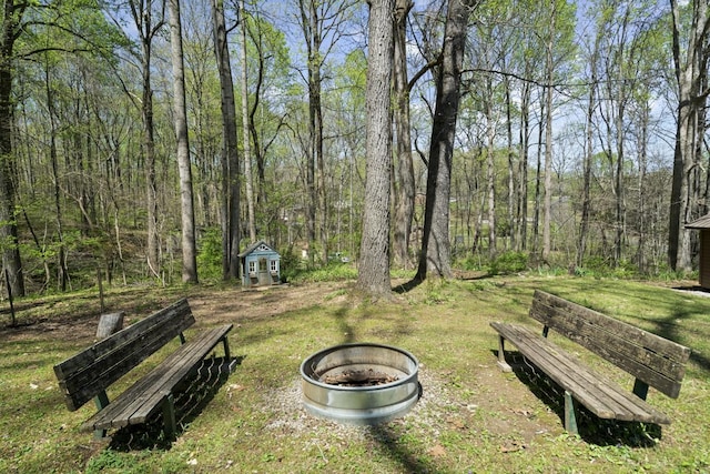 7704 Chester Rd, Fairview, TN 37062 - view of green lawn with a forest view and an outdoor structure