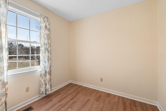 empty room with light wood-style flooring, plenty of natural light, and baseboards