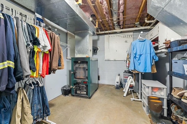 interior space with concrete block wall